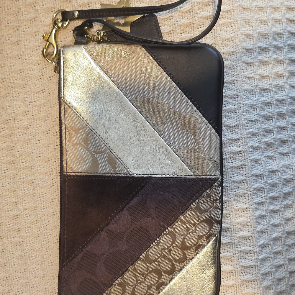 COACH Patchwork Wristlet with Gold Accents - Picture 2 of 5